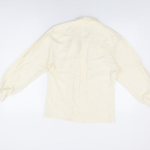James Meade Womens Ivory Polyester Basic Button-Up Size 4 V-Neck