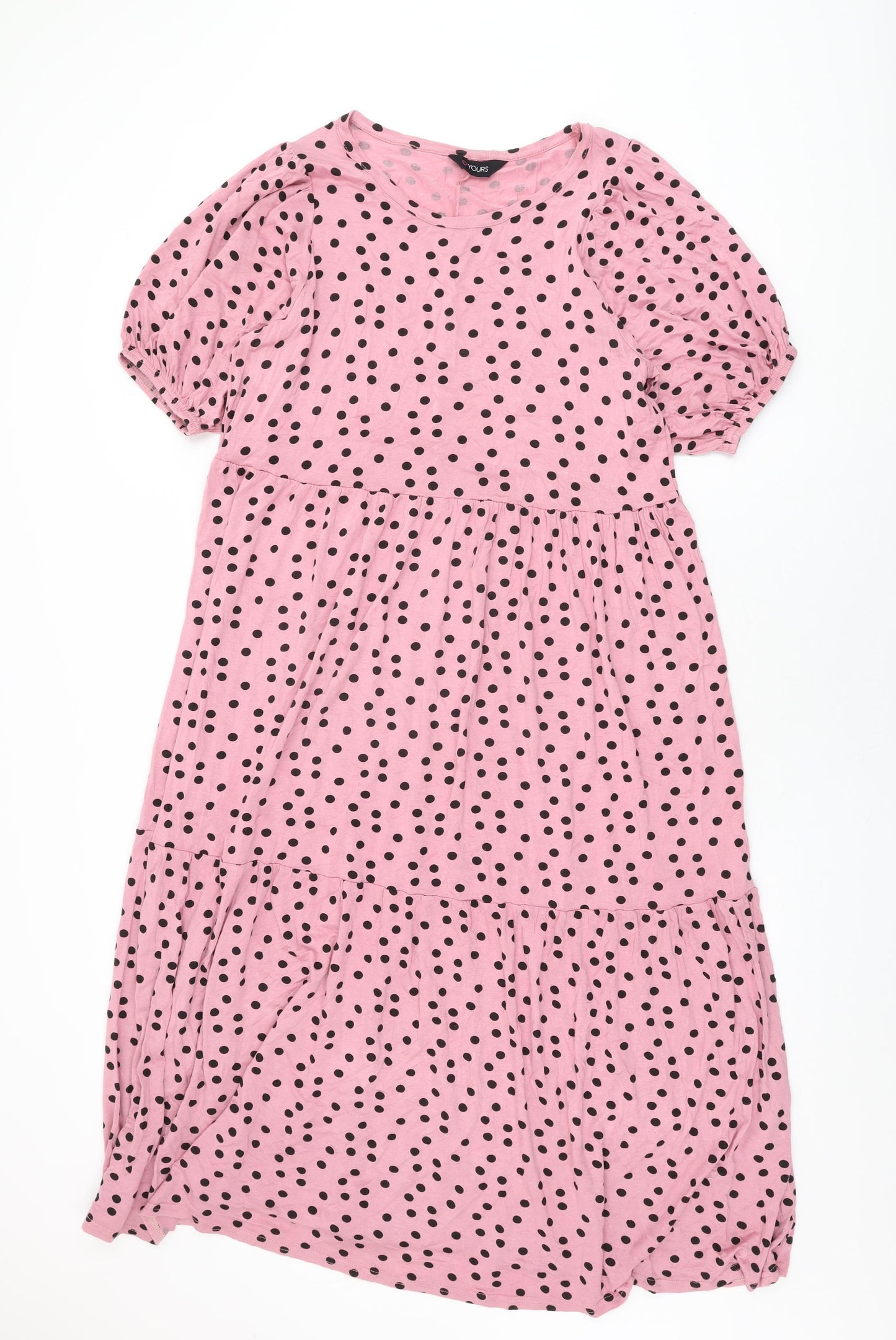 Yours Womens Pink Polka Dot Viscose Shift Size 18 Round Neck Pullover
