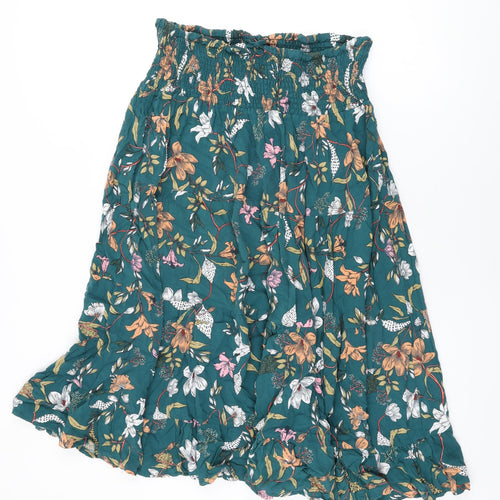 Roman Womens Green Floral Viscose Swing Skirt Size 20 Drawstring