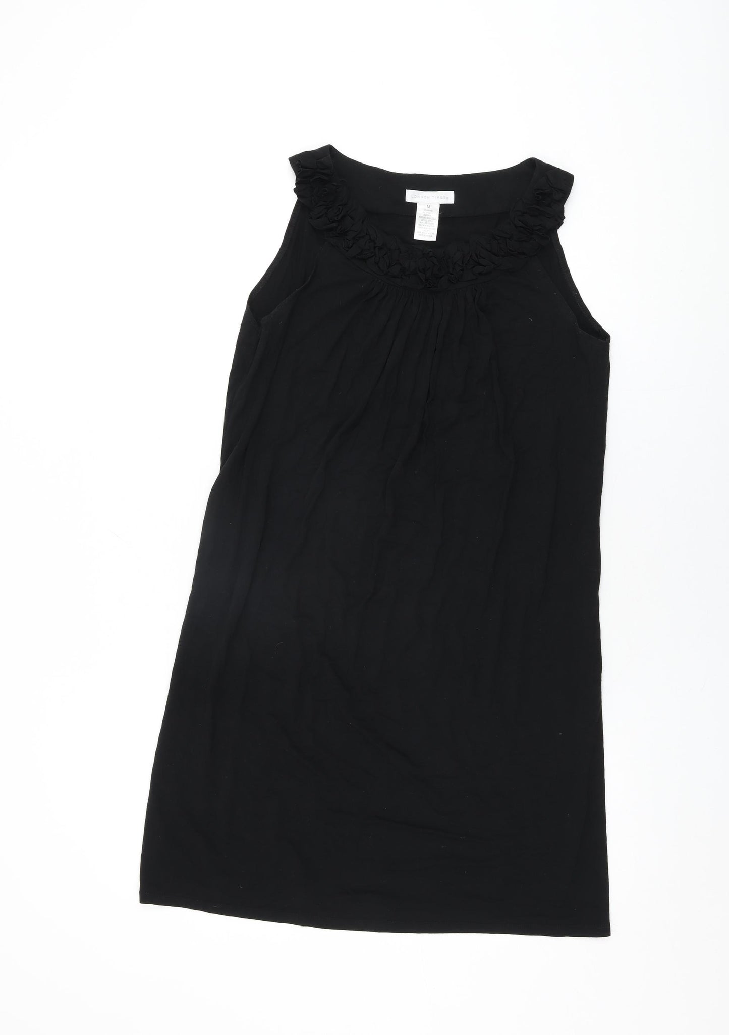 London Times Womens Black Rayon Shift Size M Round Neck Pullover