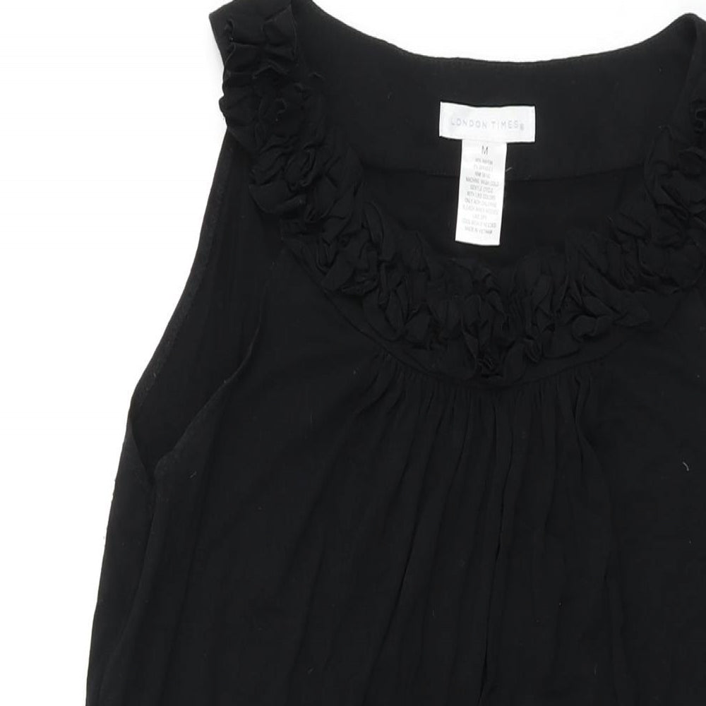 London Times Womens Black Rayon Shift Size M Round Neck Pullover