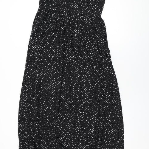 Boohoo Womens Black Polka Dot Polyester Maxi Size 12 V-Neck Zip