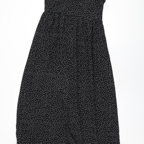 Boohoo Womens Black Polka Dot Polyester Maxi Size 12 V-Neck Zip