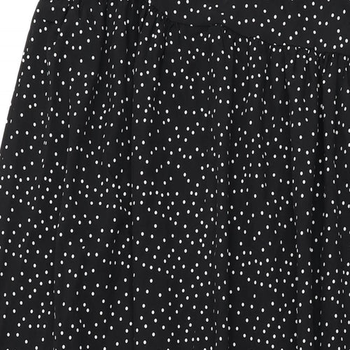 Boohoo Womens Black Polka Dot Polyester Maxi Size 12 V-Neck Zip