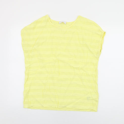 Per Una Womens Yellow Viscose Basic T-Shirt Size 14 Round Neck