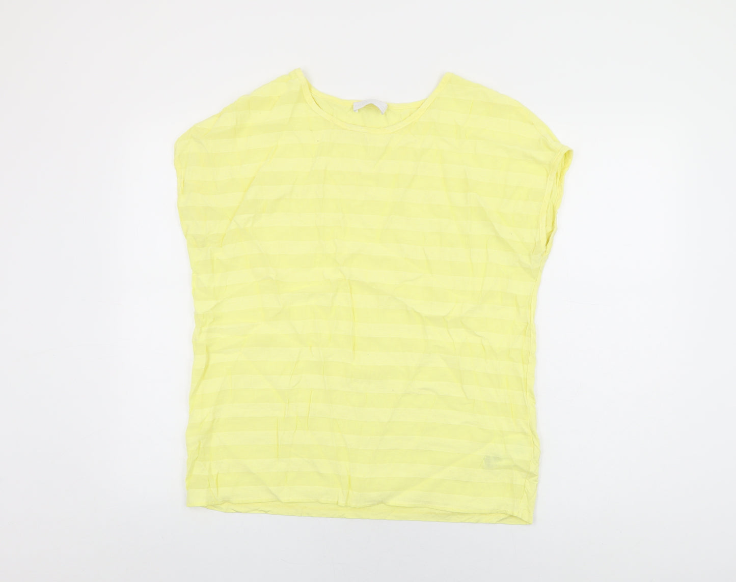 Per Una Womens Yellow Viscose Basic T-Shirt Size 14 Round Neck