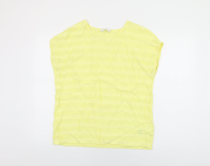 Per Una Womens Yellow Viscose Basic T-Shirt Size 14 Round Neck