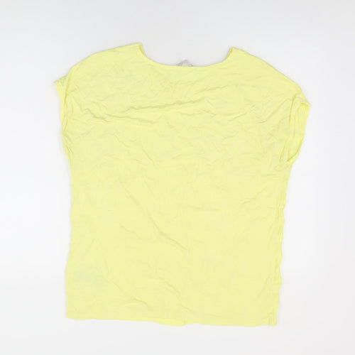 Per Una Womens Yellow Viscose Basic T-Shirt Size 14 Round Neck