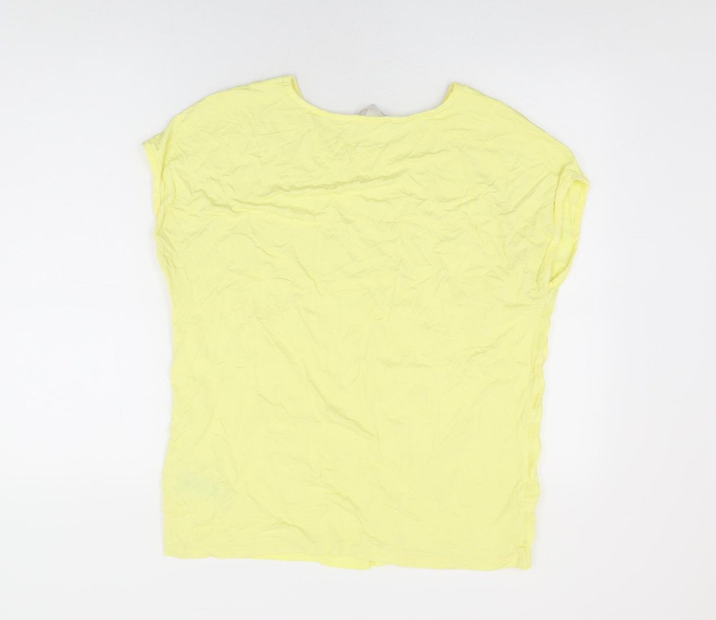 Per Una Womens Yellow Viscose Basic T-Shirt Size 14 Round Neck
