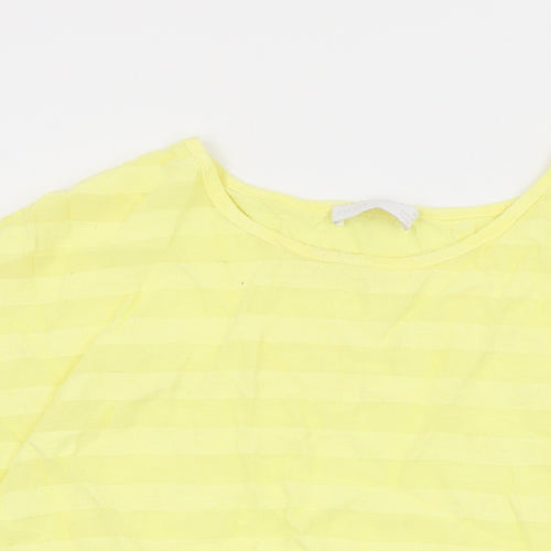 Per Una Womens Yellow Viscose Basic T-Shirt Size 14 Round Neck