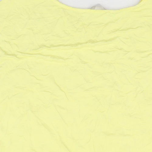 Per Una Womens Yellow Viscose Basic T-Shirt Size 14 Round Neck