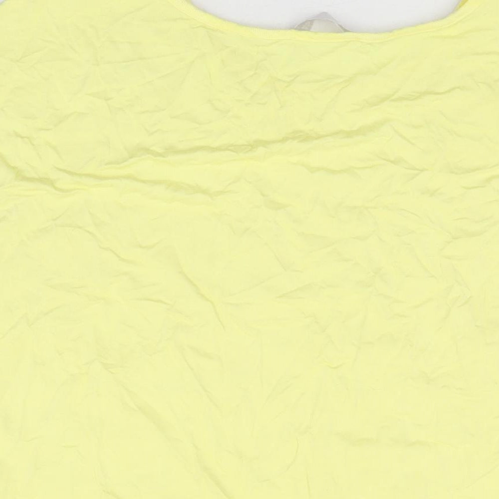 Per Una Womens Yellow Viscose Basic T-Shirt Size 14 Round Neck
