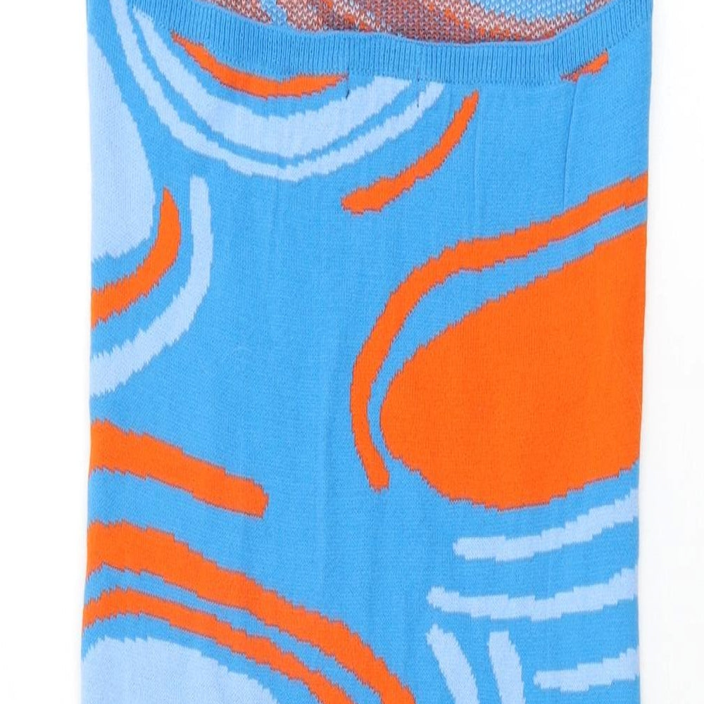 I SAW IT FIRST Womens Blue Geometric Acrylic Bodycon Size 8 Halter Pullover