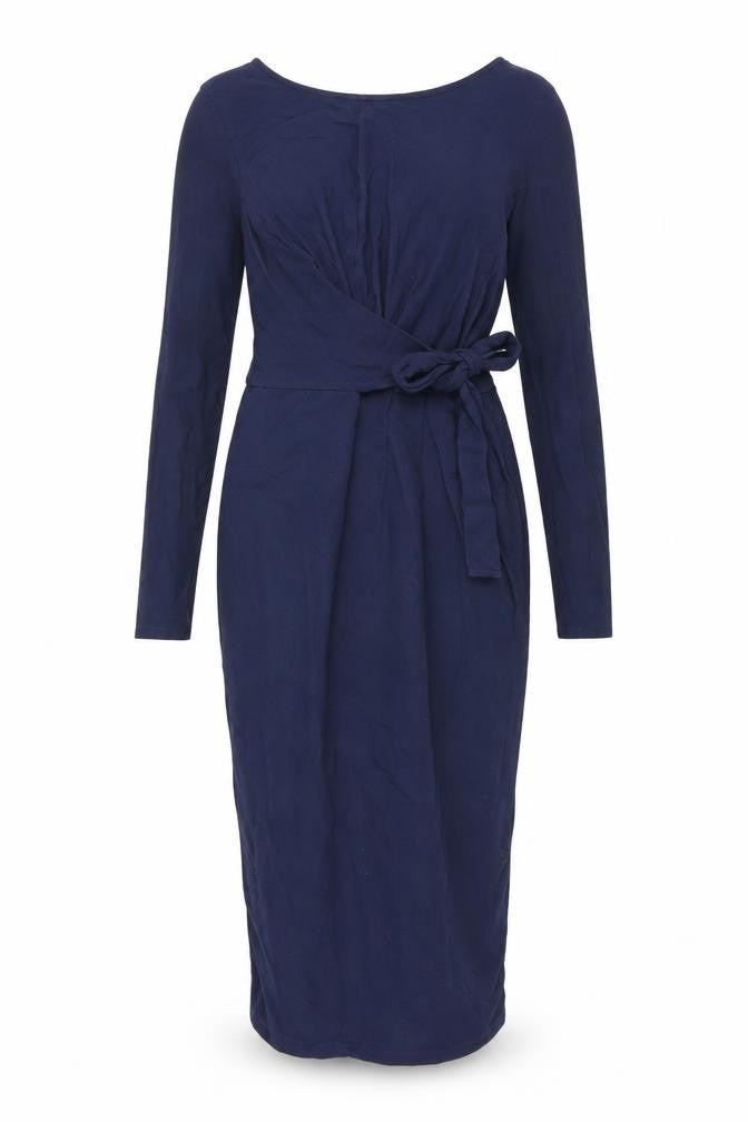 Front view of ASOS women’s blue cotton bodycon, size UK 8, round neck pullover