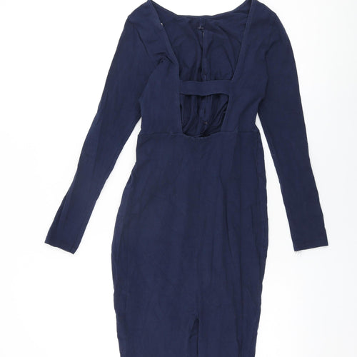 ASOS Womens Blue Cotton Bodycon Size 8 Round Neck Pullover