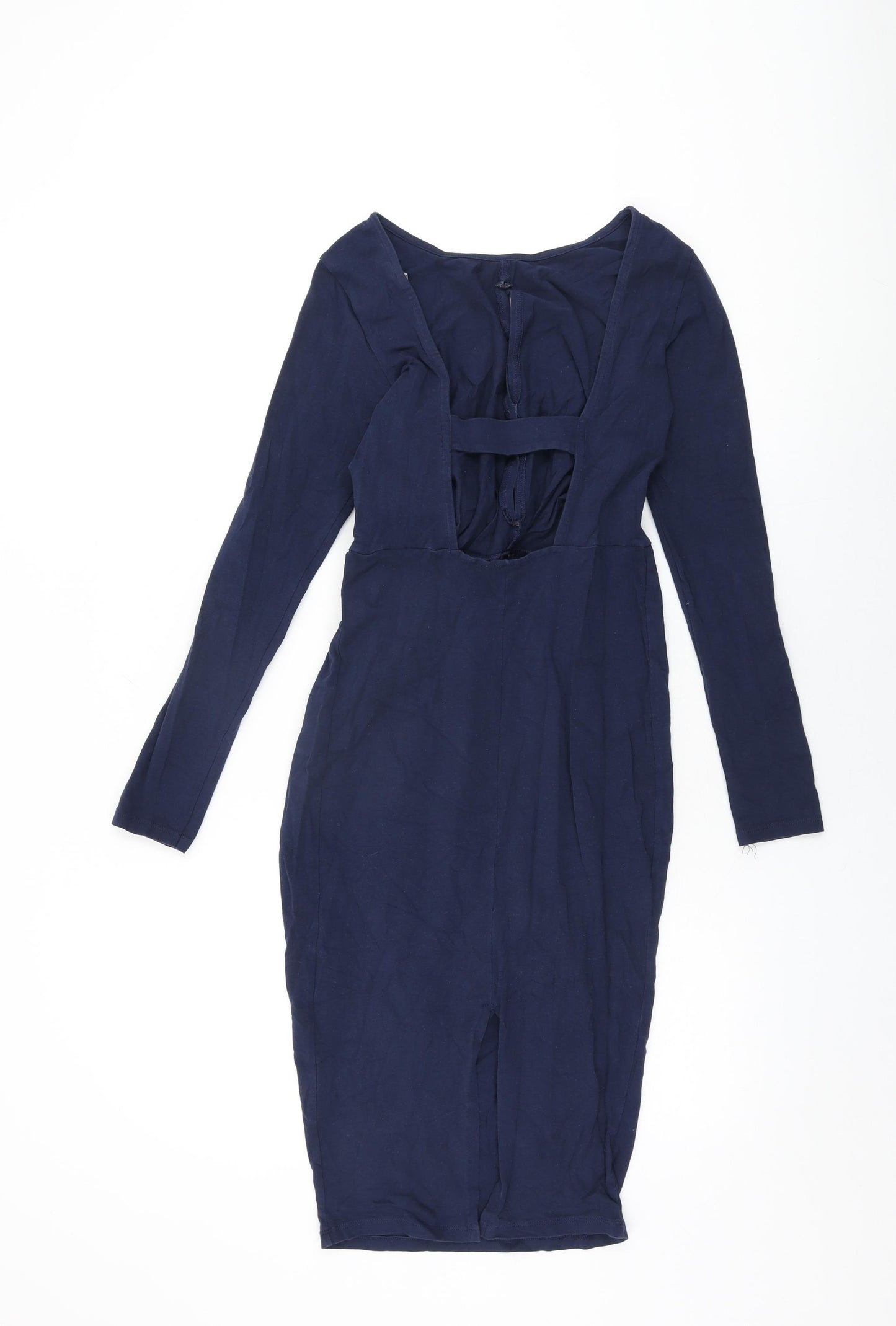 ASOS Womens Blue Cotton Bodycon Size 8 Round Neck Pullover