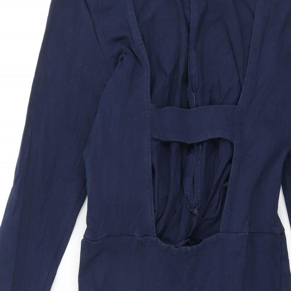 ASOS Womens Blue Cotton Bodycon Size 8 Round Neck Pullover