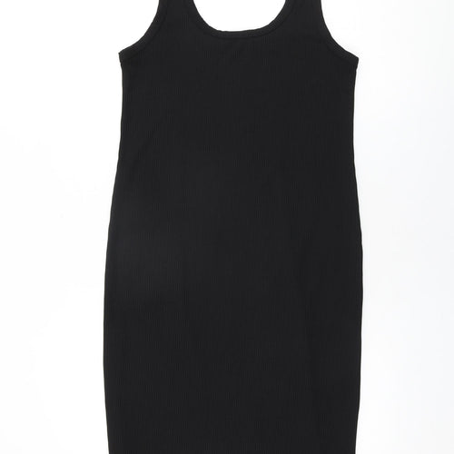 Miss Selfridge Womens Black Polyester Bodycon Size 16 Scoop Neck Pullover