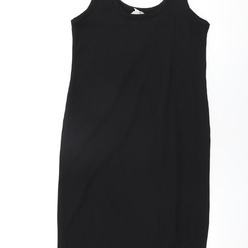 Miss Selfridge Womens Black Polyester Bodycon Size 16 Scoop Neck Pullover