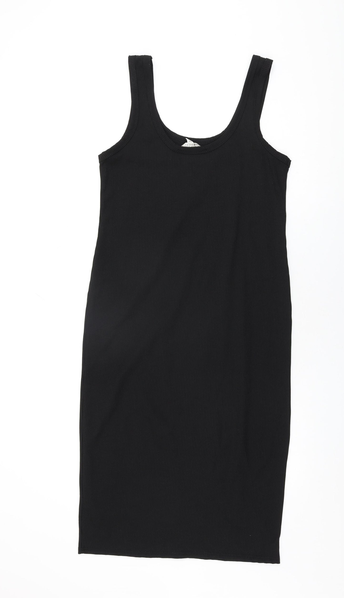 Miss Selfridge Womens Black Polyester Bodycon Size 16 Scoop Neck Pullover