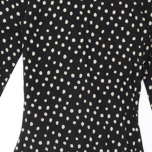 Hobbs Womens Black Polka Dot Viscose Wrap Dress Size 10 V-Neck Pullover