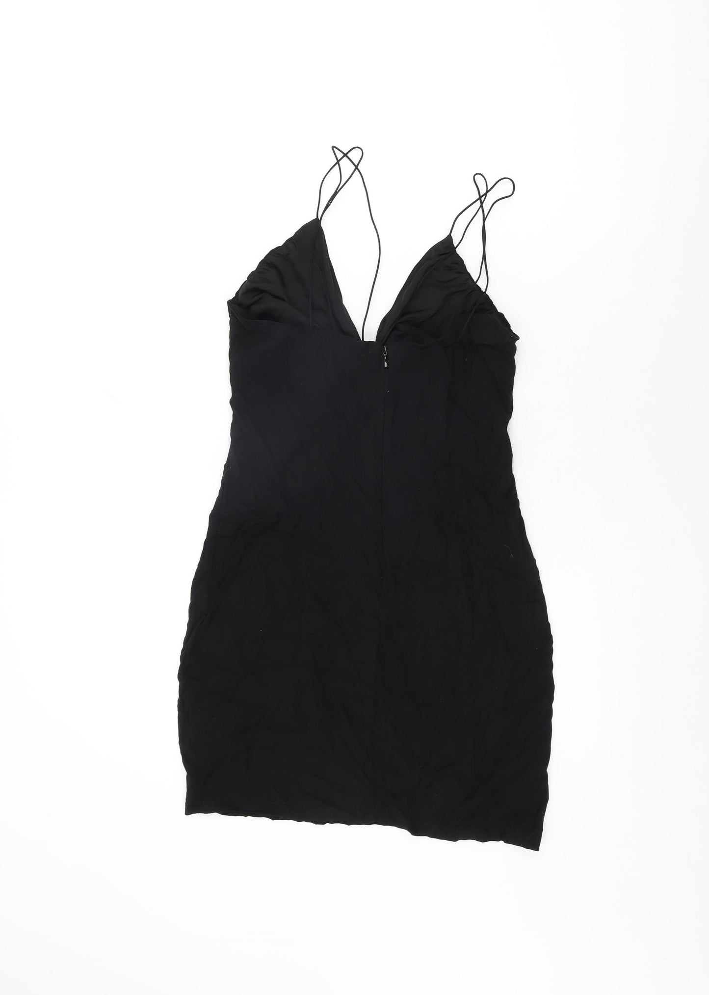 H&M Womens Black Viscose Mini Size M V-Neck Zip