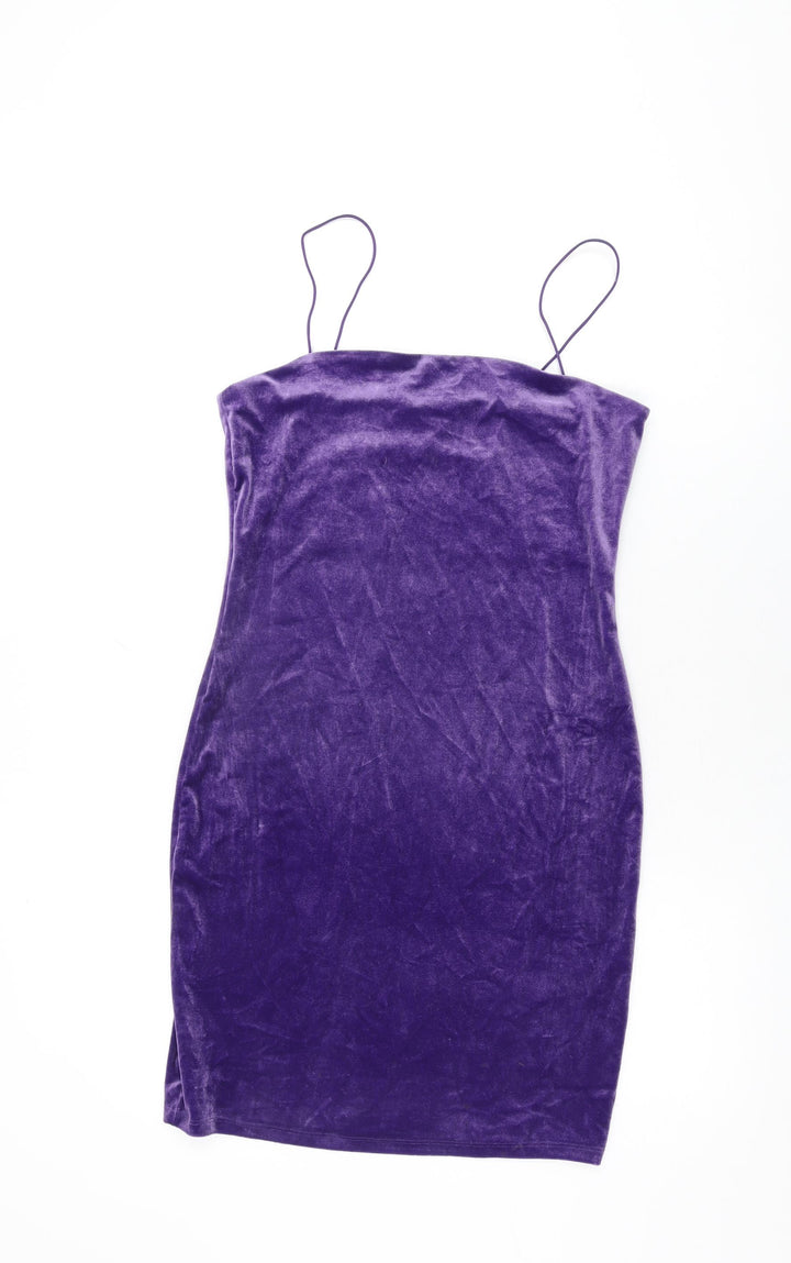 H&M Womens Purple Polyester Bodycon Size S Square Neck Pullover