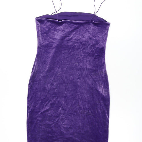 H&M Womens Purple Polyester Bodycon Size S Square Neck Pullover