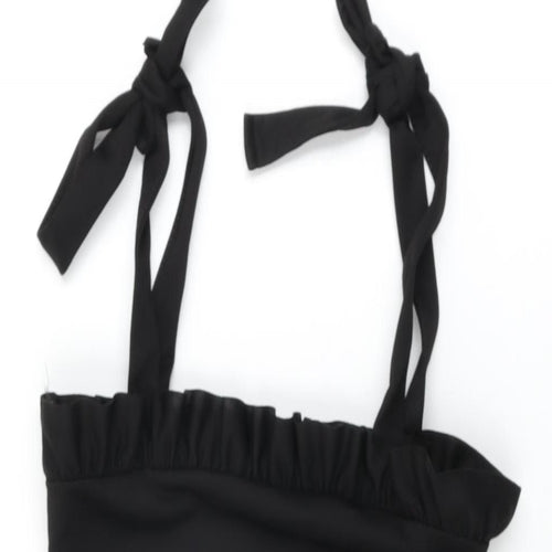 PRETTYLITTLETHING Womens Black Polyester Mini Size 6 Square Neck Tie