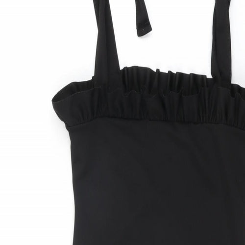 PRETTYLITTLETHING Womens Black Polyester Mini Size 6 Square Neck Tie