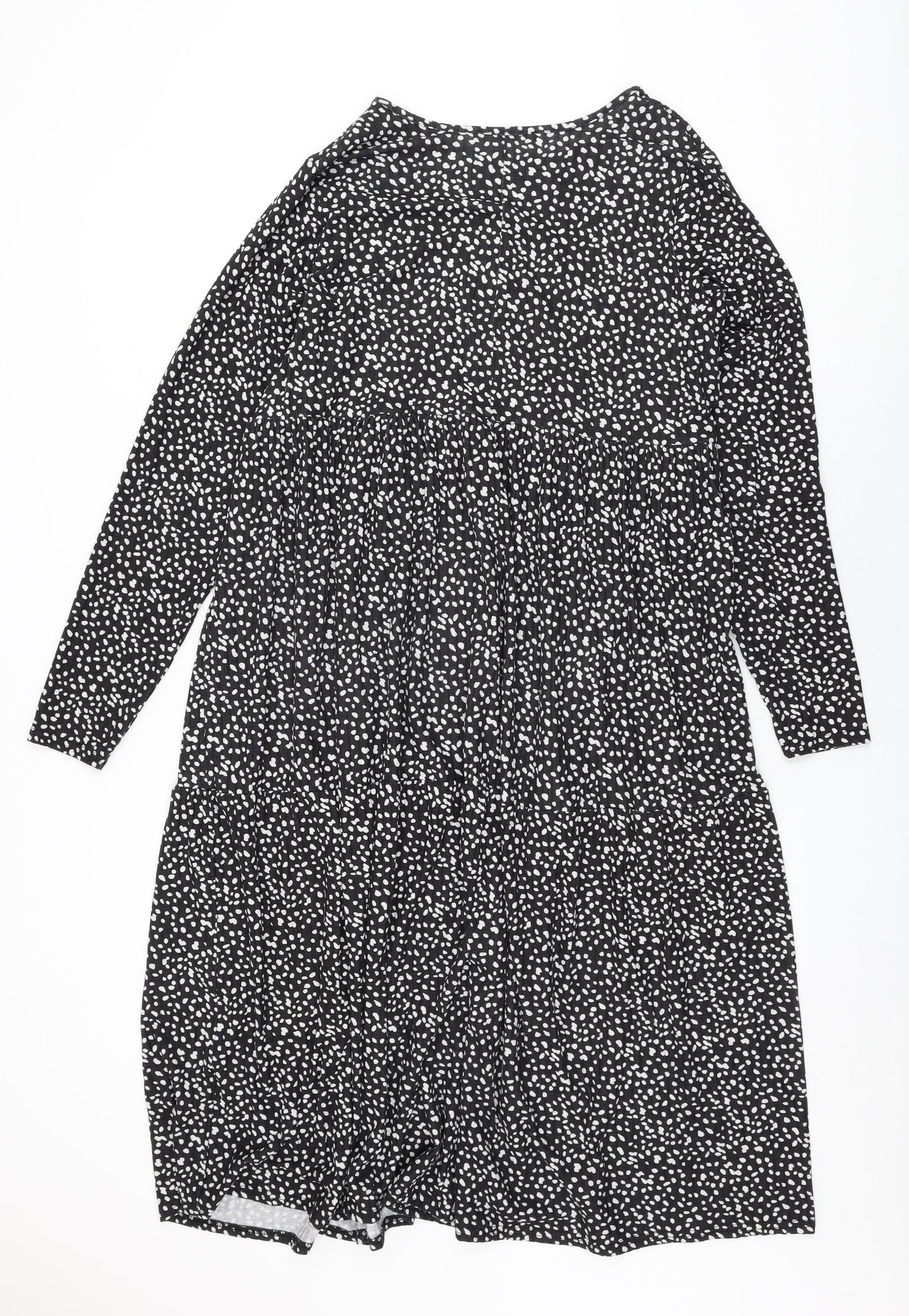 Evans Womens Black Polka Dot Polyester Shift Size 18 Round Neck Pullover