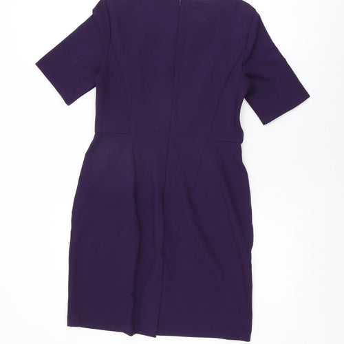 Lands' End Womens Purple Rayon Bodycon Size 8 Round Neck Zip