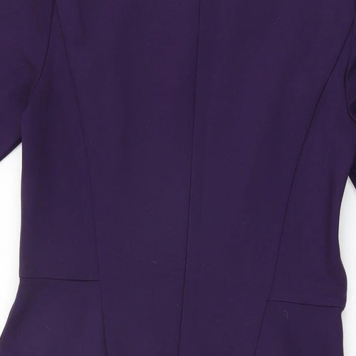 Lands' End Womens Purple Rayon Bodycon Size 8 Round Neck Zip