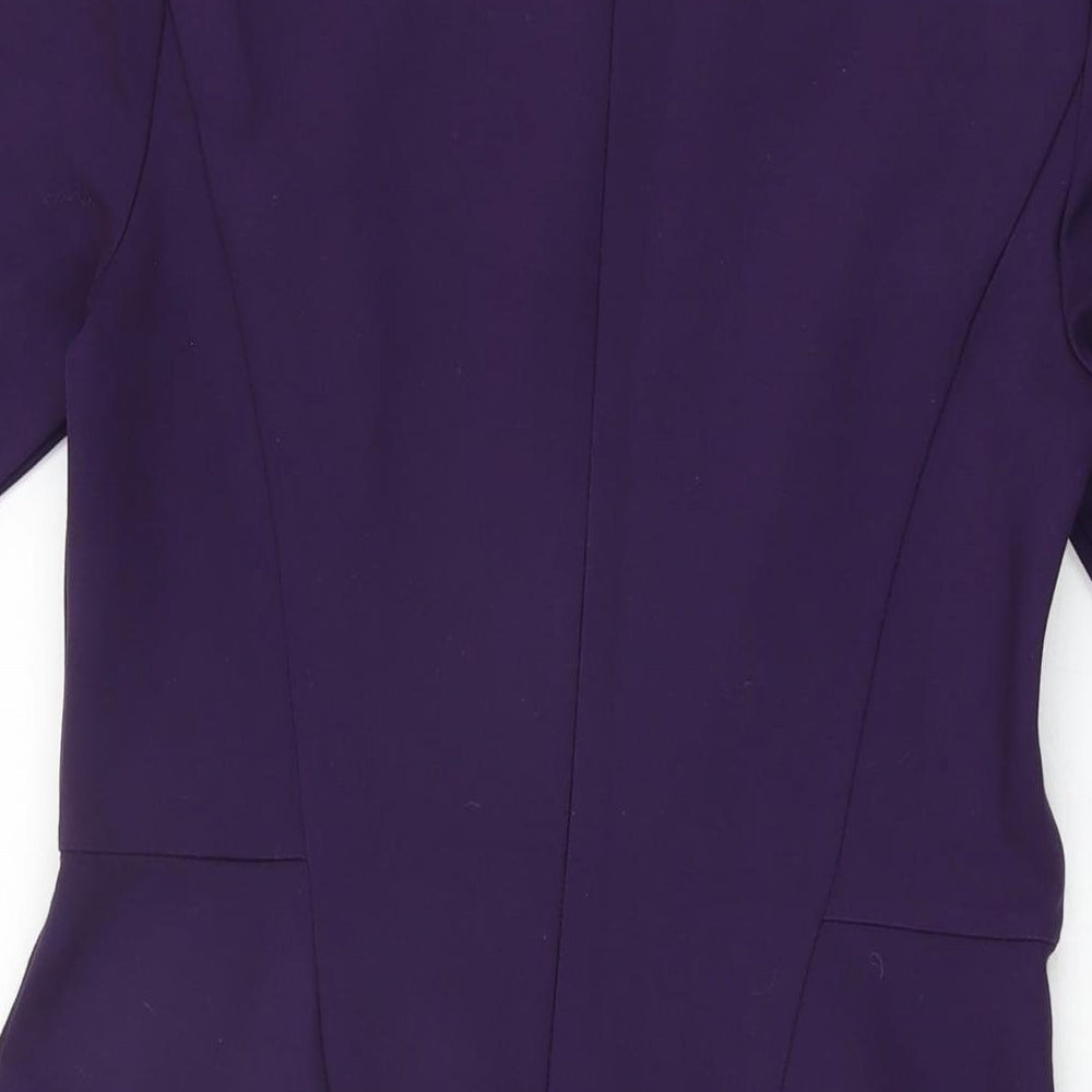 Lands' End Womens Purple Rayon Bodycon Size 8 Round Neck Zip