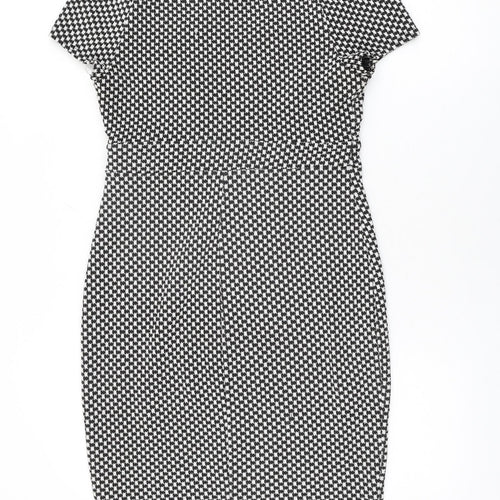 New Look Womens Black Geometric Polyester Bodycon Size 14 Off the Shoulder Pullover