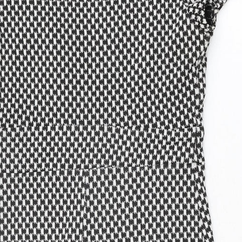 New Look Womens Black Geometric Polyester Bodycon Size 14 Off the Shoulder Pullover