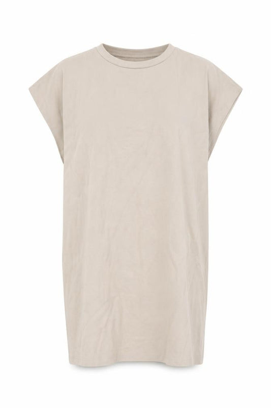 Front view of ASOS women’s beige polyester shift, size UK 12, round neck pullover