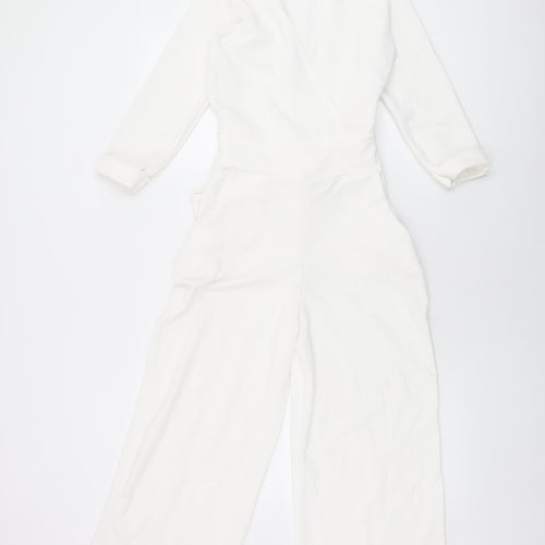 Boohoo Womens White Polyester Jumpsuit One-Piece Size 8 L21 in Pullover