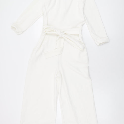 Boohoo Womens White Polyester Jumpsuit One-Piece Size 8 L21 in Pullover