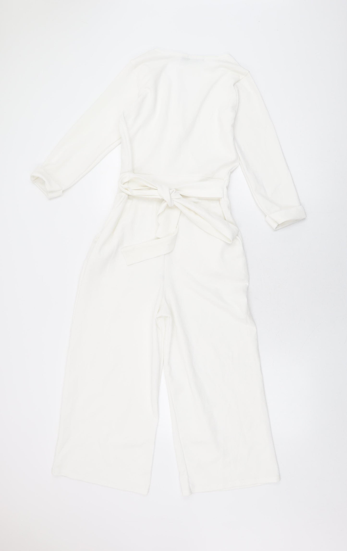 Boohoo Womens White Polyester Jumpsuit One-Piece Size 8 L21 in Pullover