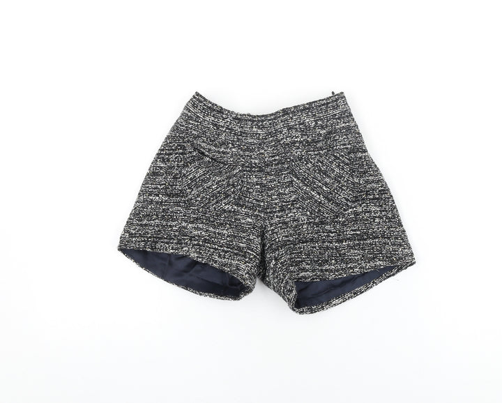 Nanos Girls Black Geometric Acrylic Bermuda Shorts Size 10 Years Regular Zip