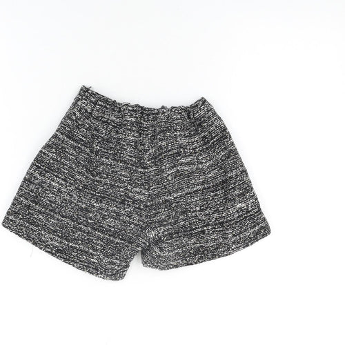Nanos Girls Black Geometric Acrylic Bermuda Shorts Size 10 Years Regular Zip
