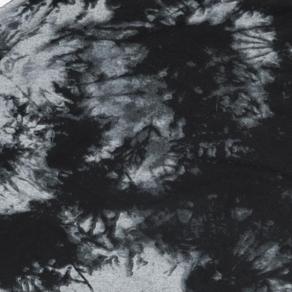 Izabel London Womens Black Geometric Polyester Basic T-Shirt Size 14 Round Neck