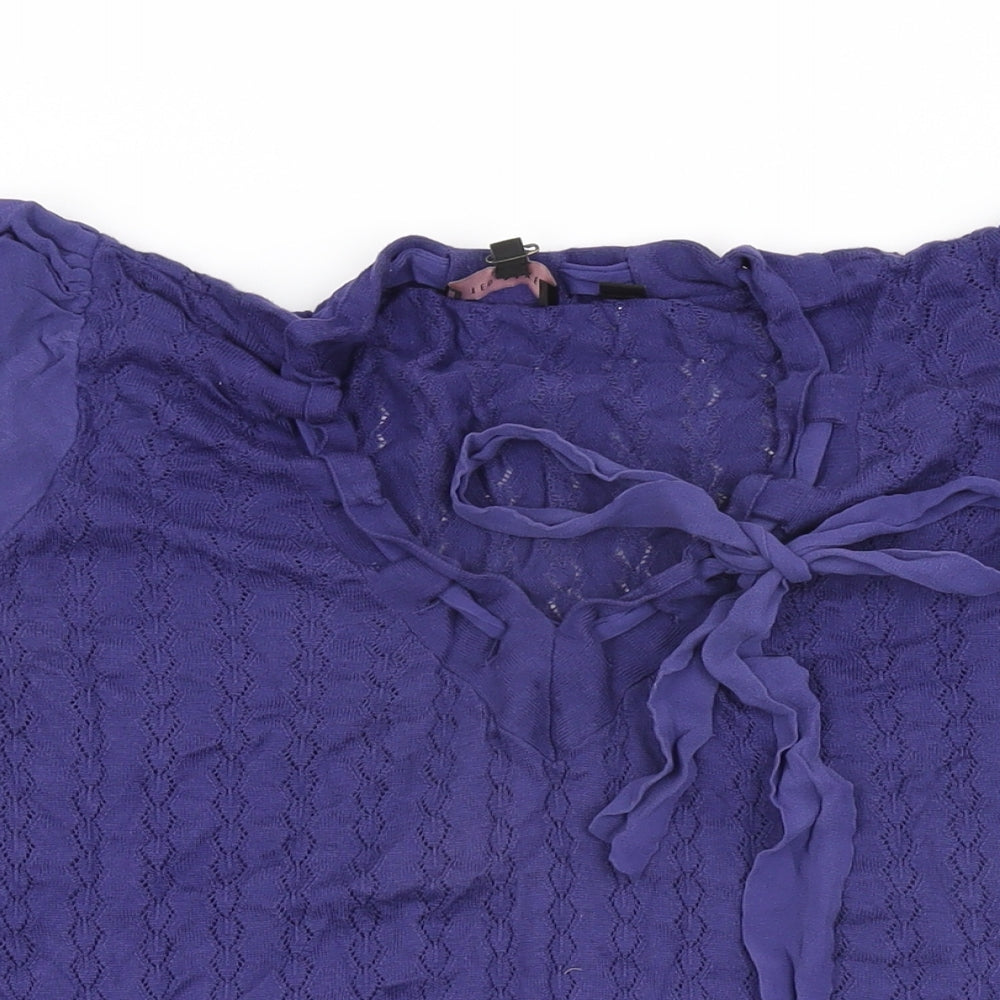 Ted Baker Womens Blue Cotton Basic T-Shirt Size 14 V-Neck