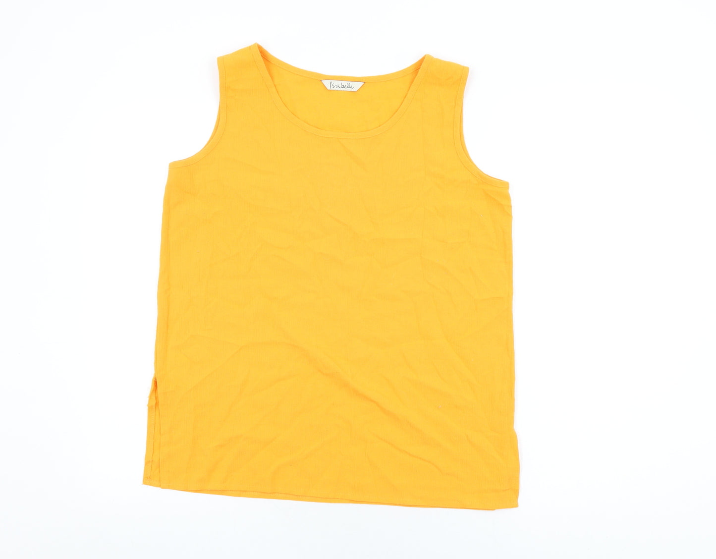 Isabelle Womens Orange Polyester Basic T-Shirt Size 14 Round Neck