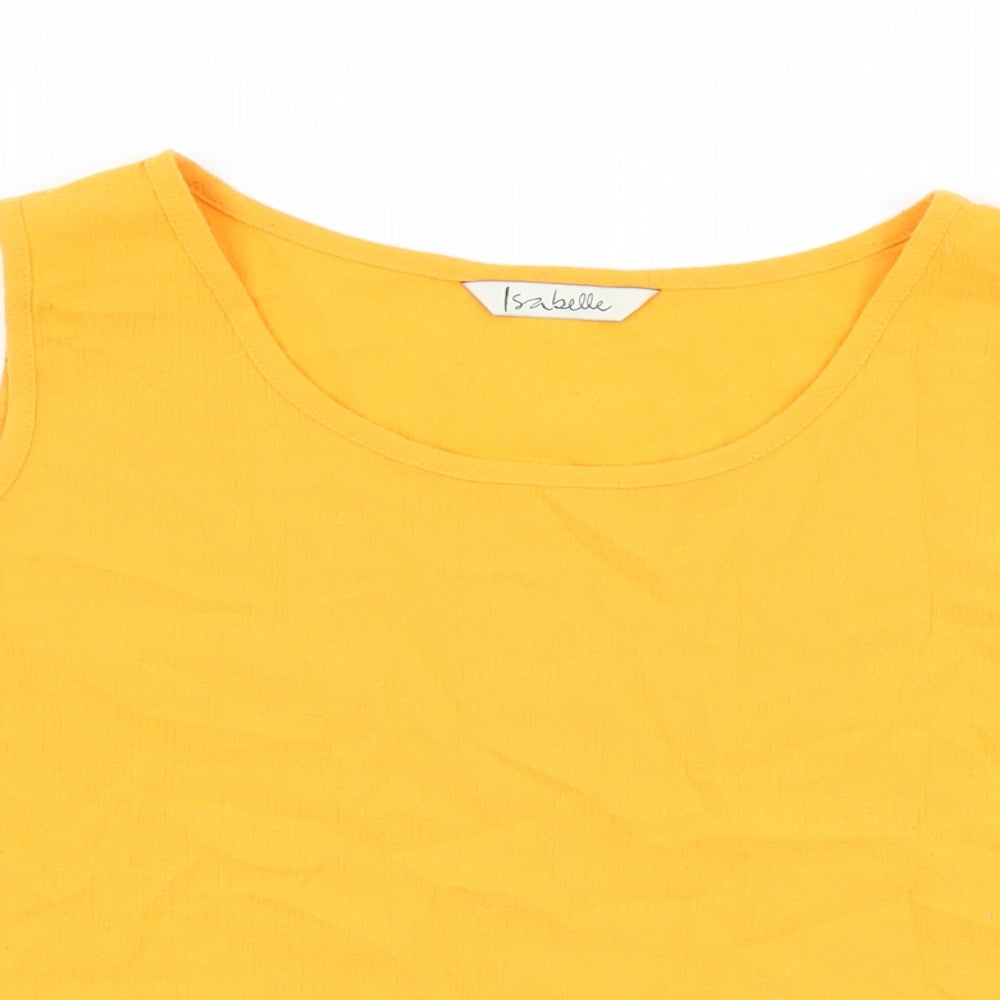 Isabelle Womens Orange Polyester Basic T-Shirt Size 14 Round Neck