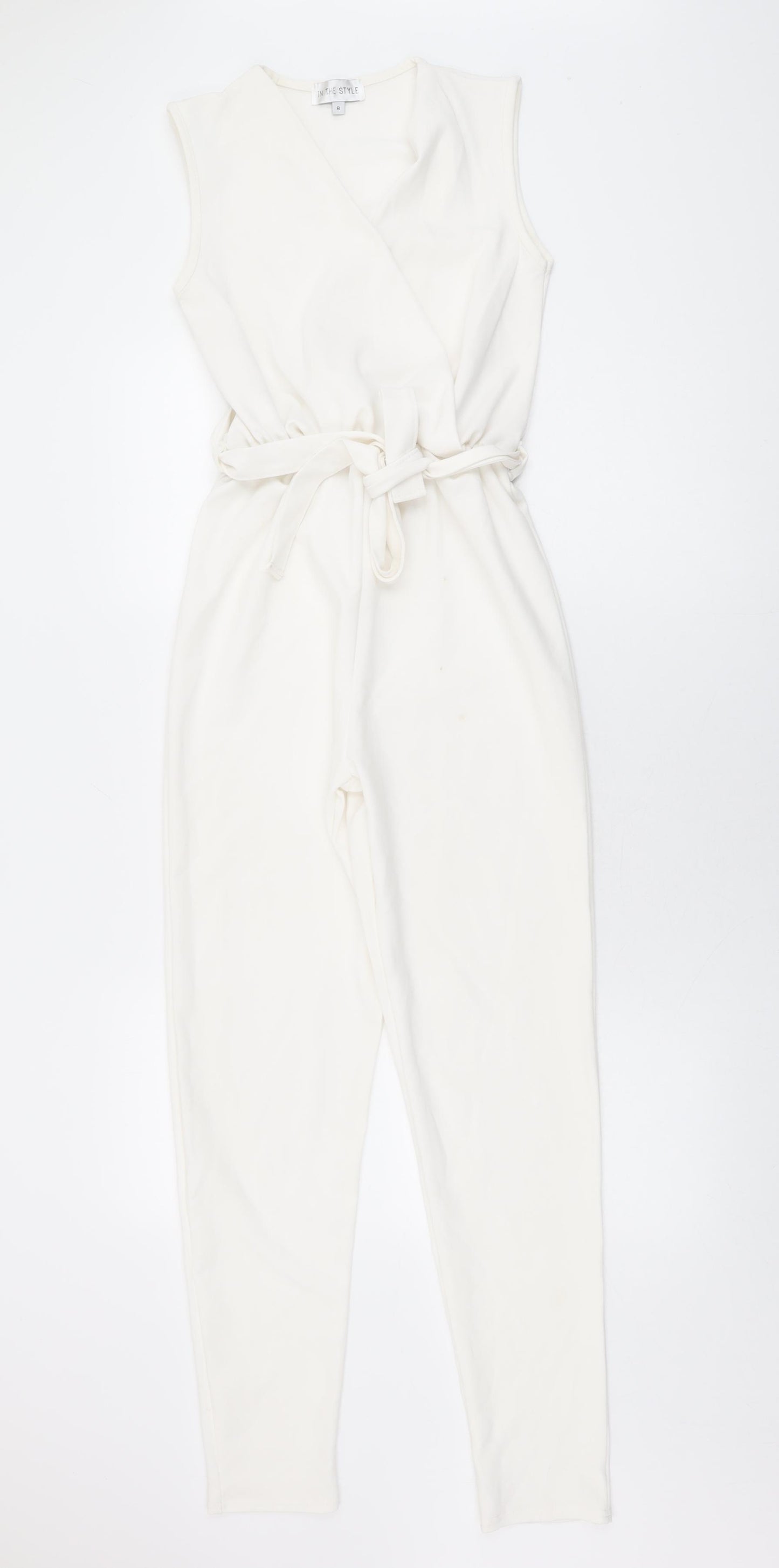 In the Style Womens White Polyester Jumpsuit One-Piece Size 8 L31 in Pullover