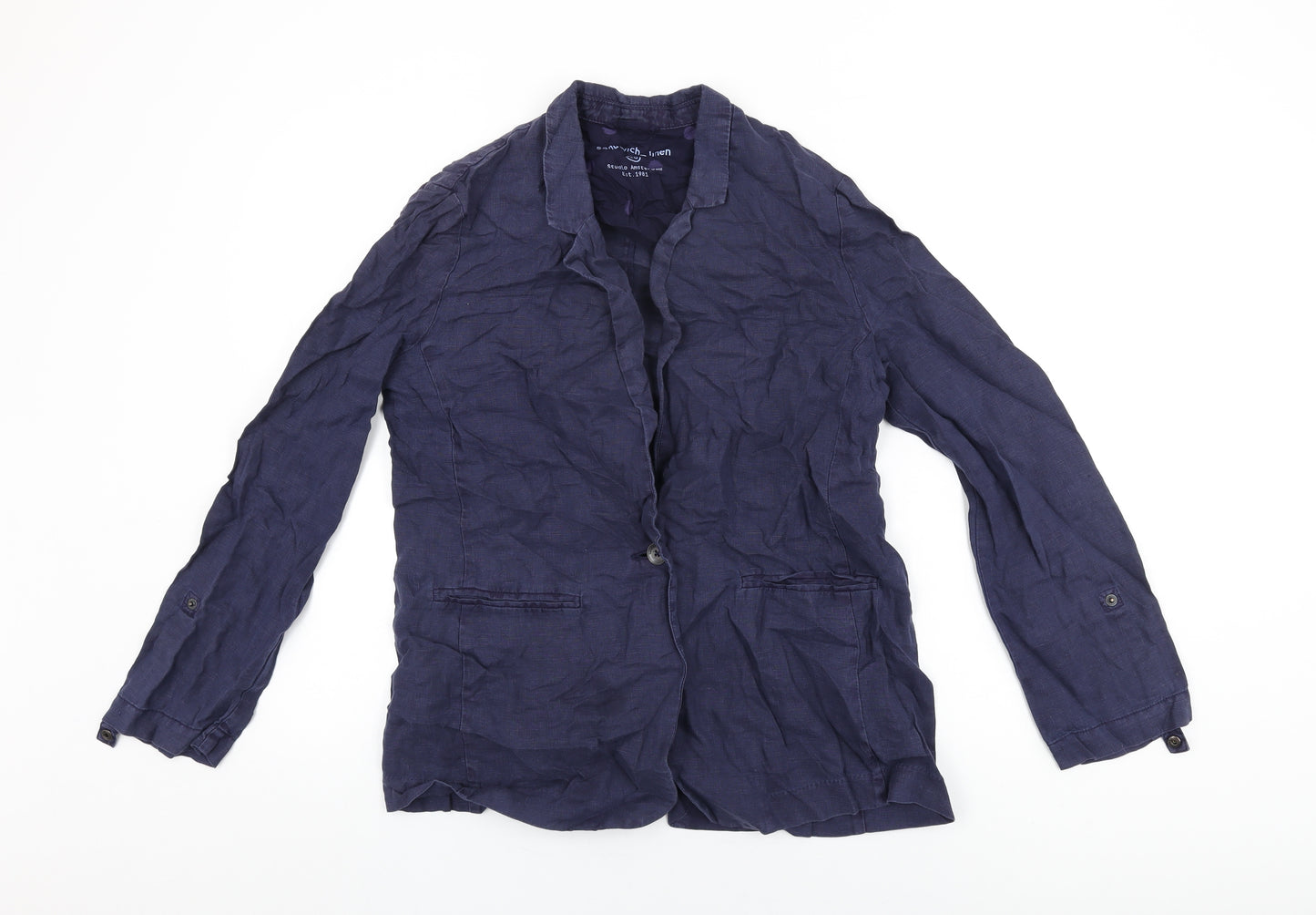 Sandwich Womens Blue Jacket Blazer Size 12 Button
