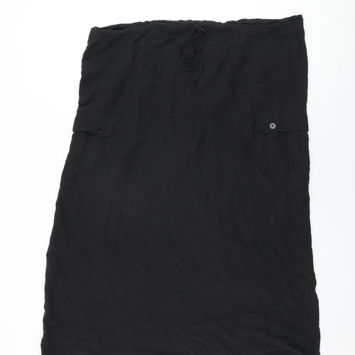 NEXT Womens Black Silk Swing Skirt Size 18 Drawstring