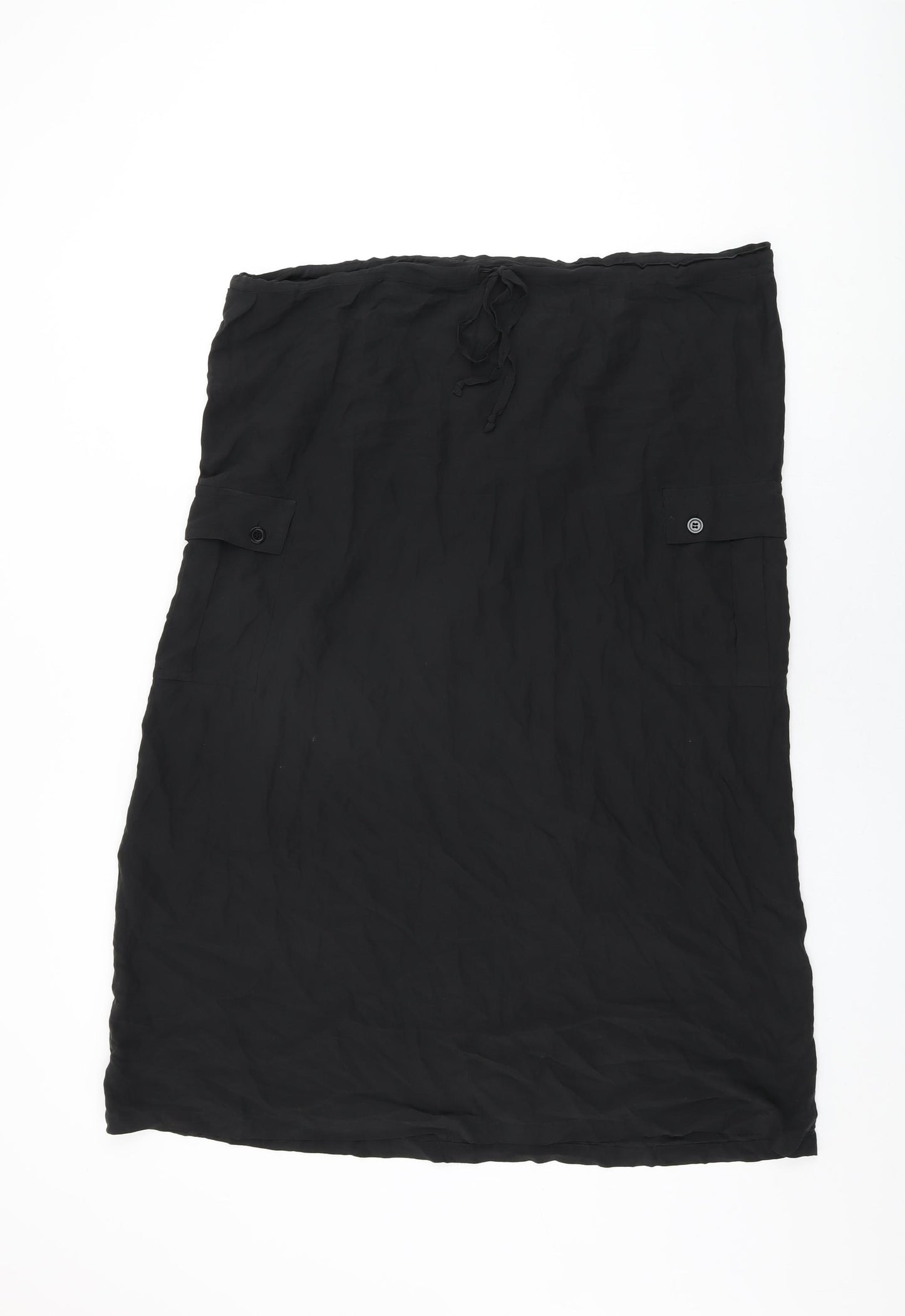 NEXT Womens Black Silk Swing Skirt Size 18 Drawstring